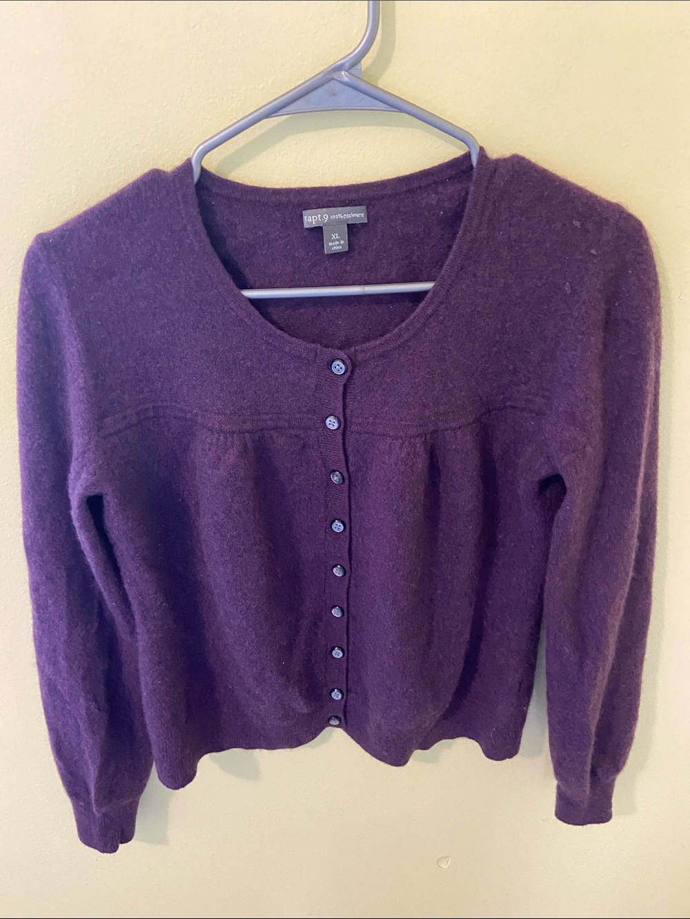 Apt. 9 Purple Cashmere Button Cardigan